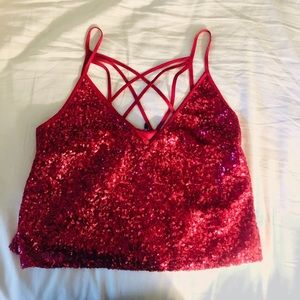 NEVER WORN + TAGS express sequin pink tank size xs